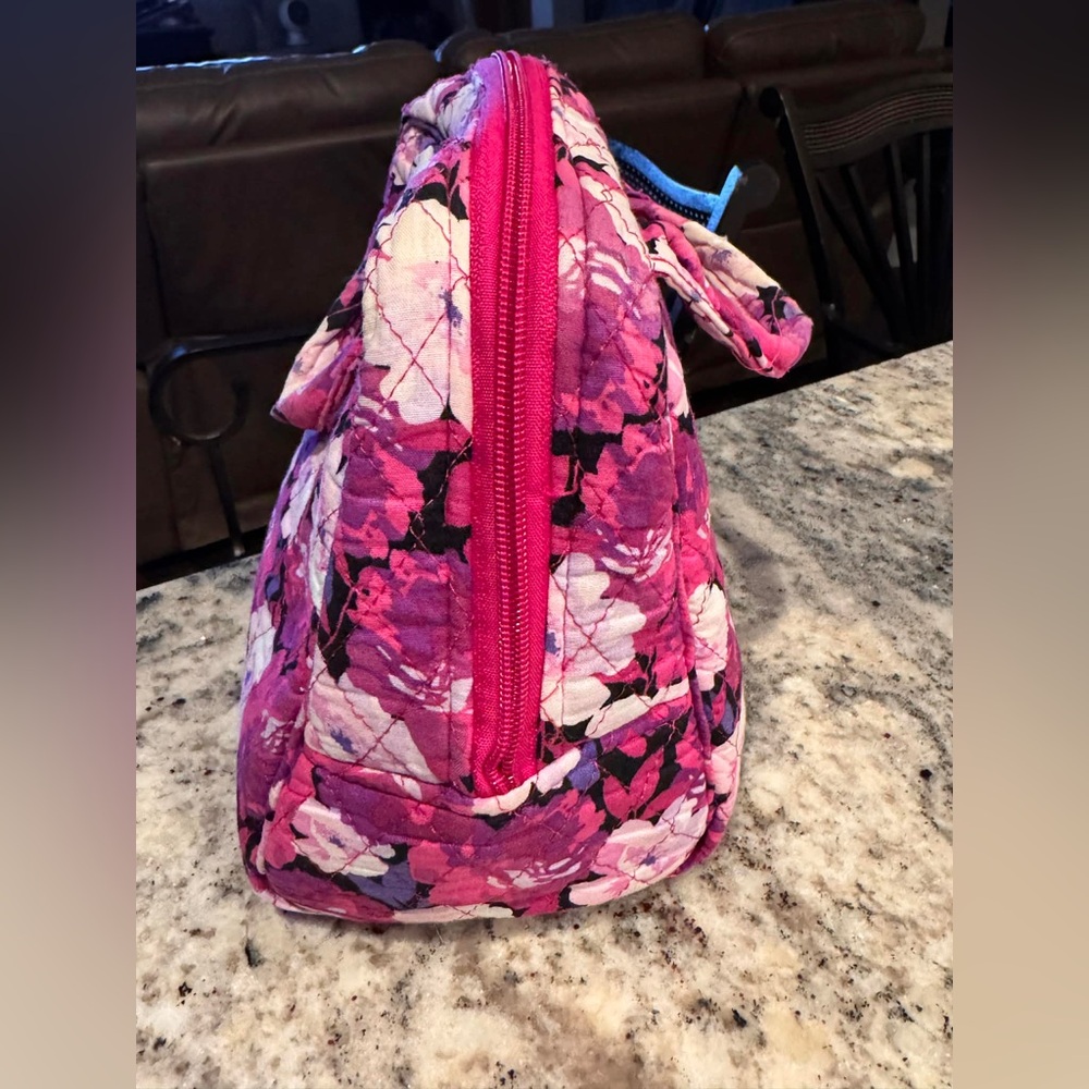 Floral Pink Quilted fabric lunch bag like new 9x9in - Picture 3 of 6